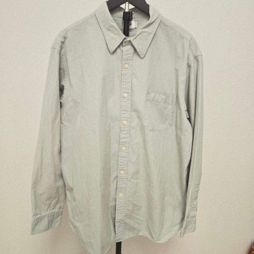 J.Crew Mens XL Long Sleeve Button Down Shirt Green‎ Blue Micro Check Cotton - Picture 3 of 9